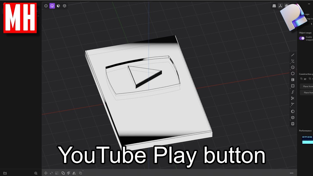 Plasticity 24.2.6 : Practice Object #4, YOUTUBE PLAY BUTTON - YouTube