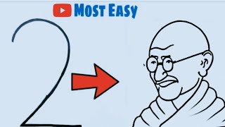 How to draw Mahatma Gandhi from number 2 || Mahatma Gandhi drawing easy || gandhi ji drawing|drawing screenshot 3