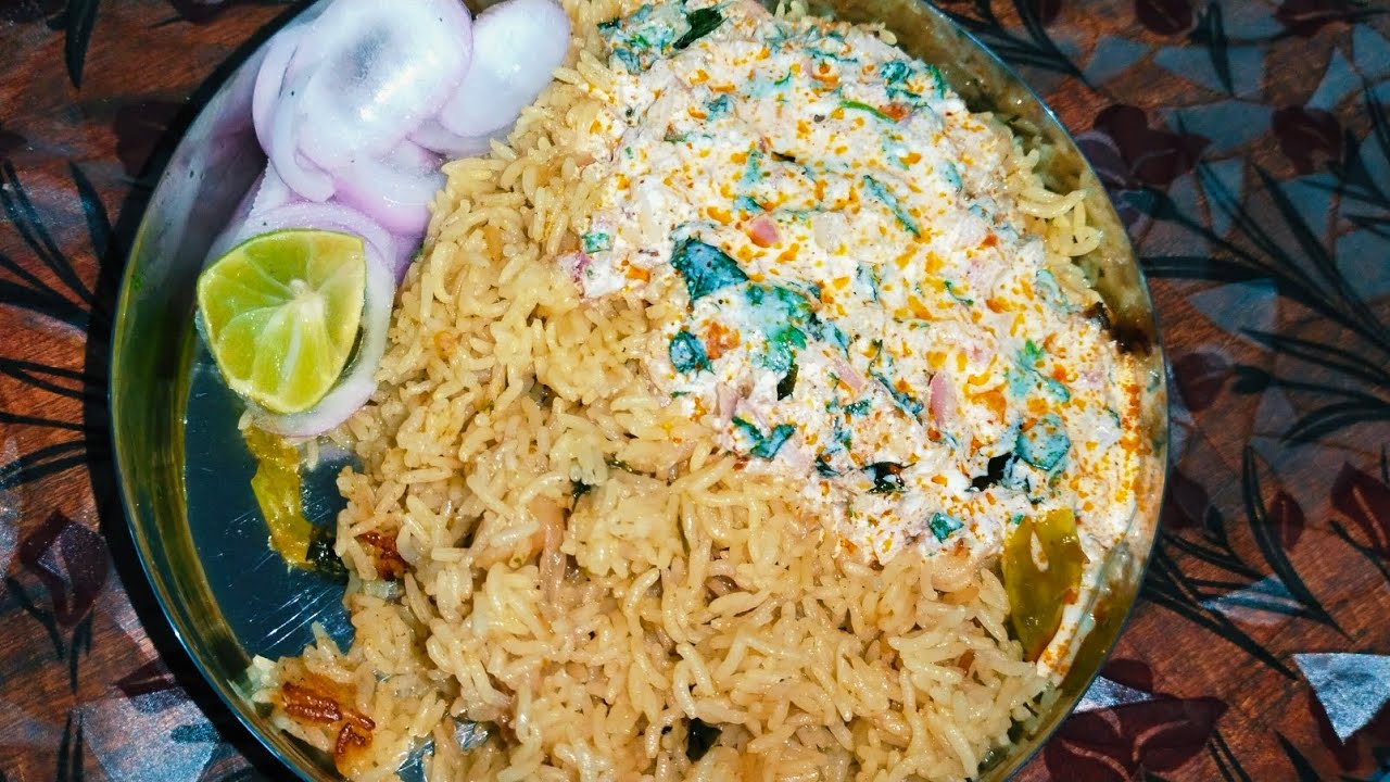 simple and tasty bagara rice with raita ||na style recipes Telugu ...