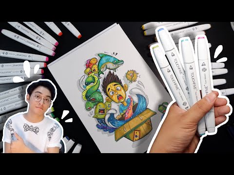 Haai kali ini aku ngereview TOUCHFIVE marker, bisa dibilang versi murahnya COPIC marker :3 Dia ini . 