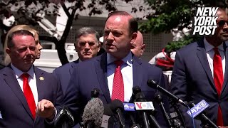 South Carolina Attorney General Alan Wilson speaks outside Trump’s ongoing trial on May 20