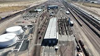 Aerial View of Barstow Yard: BNSF & Union Pacific Operations | 4K Drone Footage
