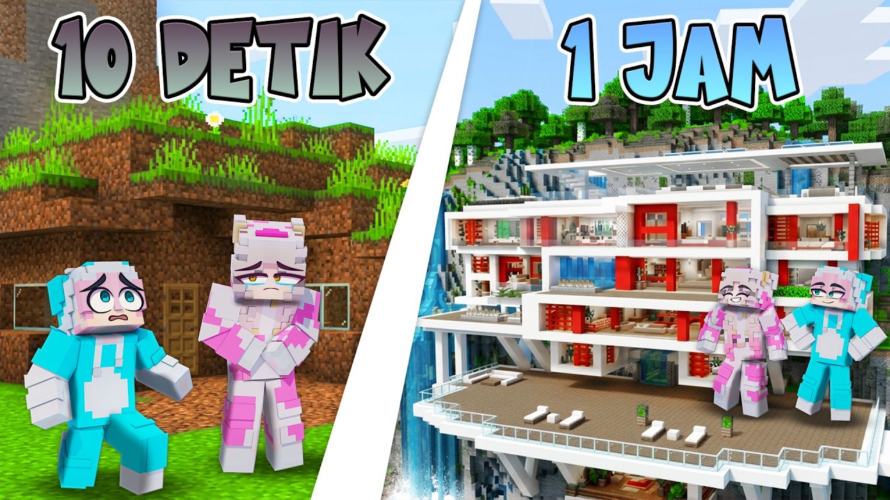 MOMON & ATUN BANGUN RUMAH MISKIN VS RUMAH KAYA di JURANG MINECRAFT @BANGJBLOX