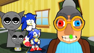 SPRUNKI GRAY AND SONIC FAMILY ESCAPE TEAM EVIL GRANDMA IN ROBLOX