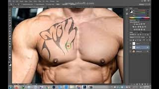 / Photoshop tattoo tutorial آموزش فتوشاپ تاتو زدن - قبل از اززدن تاتو ببینید بهتون میاد یا نه