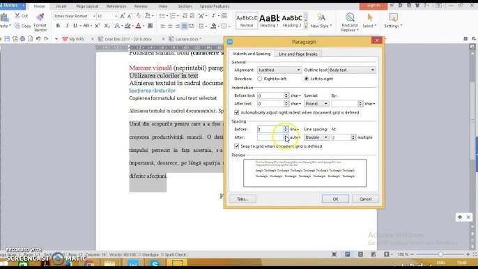 Word 2013 L04 T03 Spatierea Paragrafelor Youtube