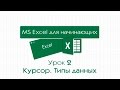 Excel для начинающих. Урок 2: Курсор. Типы данных