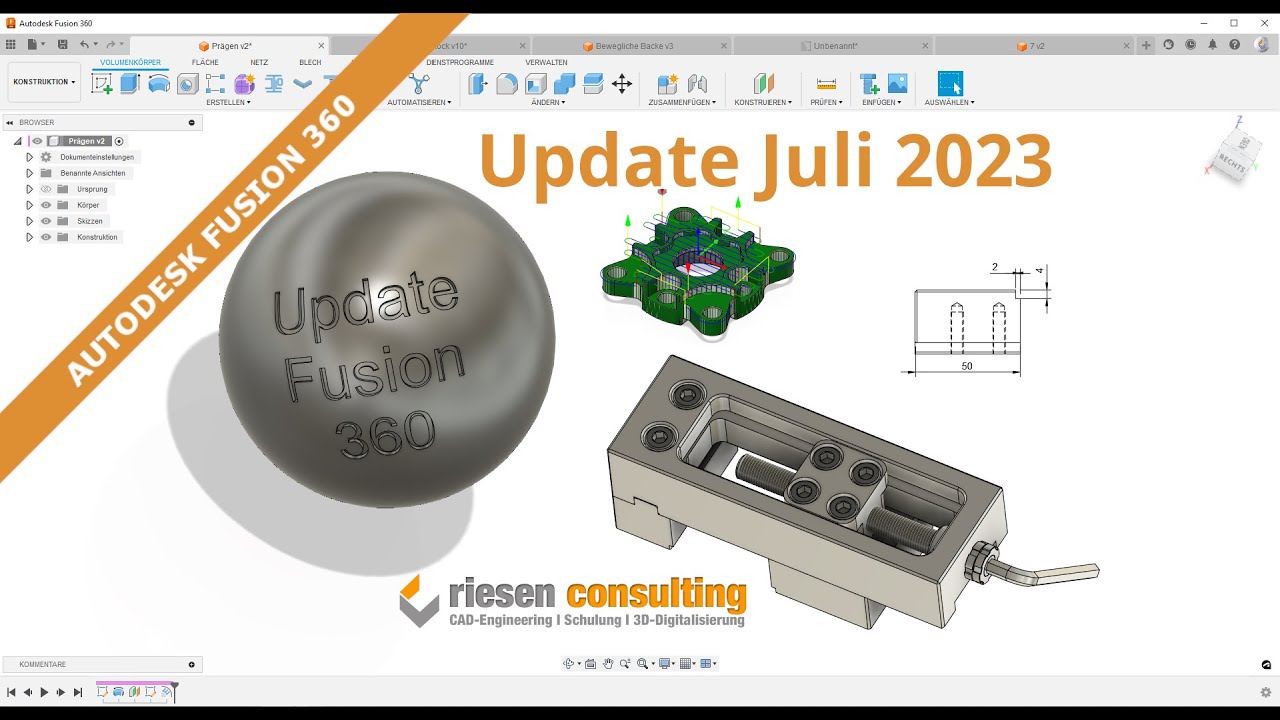Autodesk Fusion 360 Deutsch - Neues Update Juli 2023 CAD CAM - Tutorial Schulung