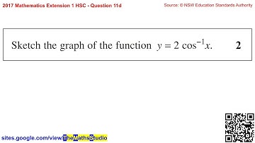2017 Maths Extension 1 HSC Q11d How to sketch the graph of inverse trig. function y=2×arccos(x)