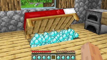 HOW NOOB FOUND DIAMOND TREASURE UNDER BED IN VILLAGER HOUSE!? Minecraft NOOB vs PRO! 100% TROLLING