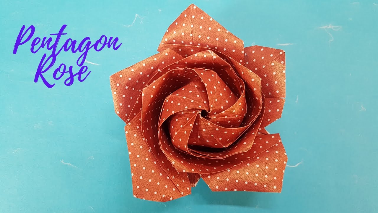 Origami Pentagon Rose (Naomiki Sato)//종이 접기 장미 (Naomiki Sato)//摺紙五角大樓玫瑰//折纸玫瑰