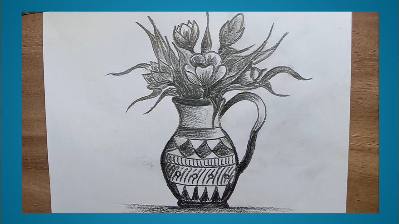 Flower Vase Drawing tutorial for beginners,step by step, How to draw