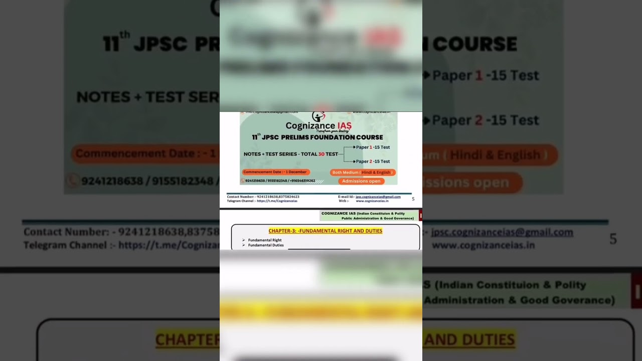 Cognizance IAS - 11th JPSC Polity (Paper -4)  Mains Sample Notes|