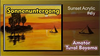 Diy Sonnenuntergang Malerei Acrylic Kendin Yap Tuval Boyama