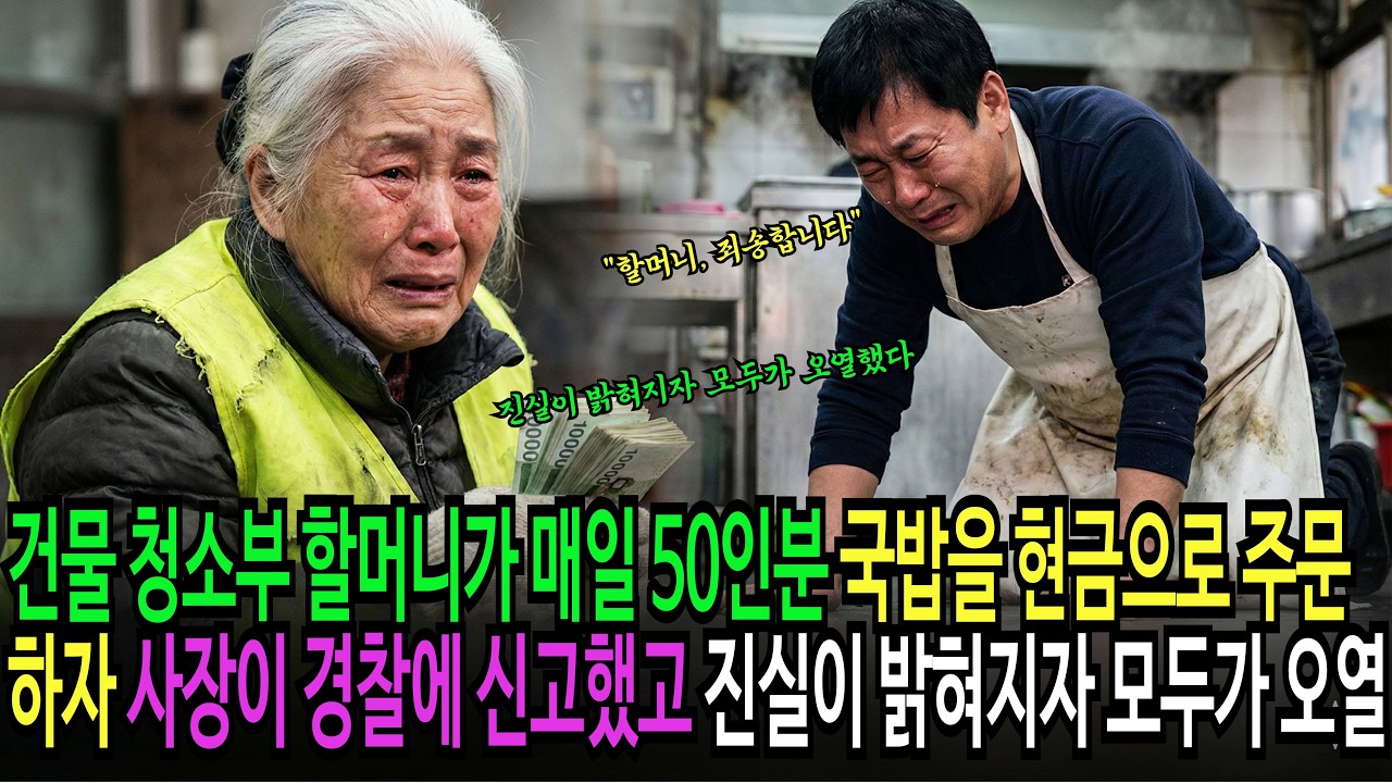 한 달 벌이 팔십만 원, 건물 청소부 할머니가매일 국밥 오십 인분을 현금으로 사간 충격적인 이유