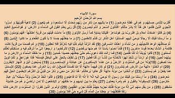 ترجمه تحت الفظی استاد مرحوم حاجی صاحب محمد موسی برهانی سوره  ای بیست یکم  الانبیآء  21