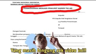 Penjelasan Detail tentang surat permohonan menjadi anggota prajurit TNI AD tulis tangan