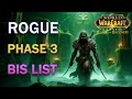Rogue bis list for phase 3 wow sod  pve   items and enchants  alliance and horde