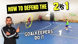 How to defend 2vs1 in futsal - Tips for futsal goalkeepers  #FUTSAL #GK #goalkeeper