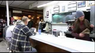 Diners in Fulton enjoy a warm meal indoors after a long day in the snow