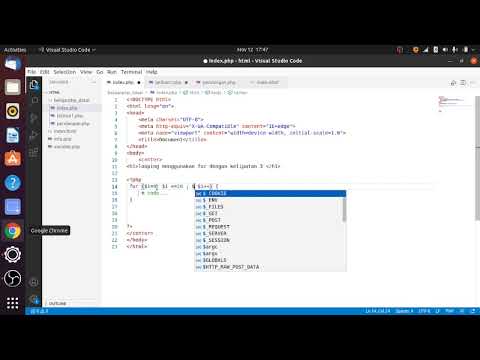 Looping menggunakan For, bahasa  Pemogramman PHP.