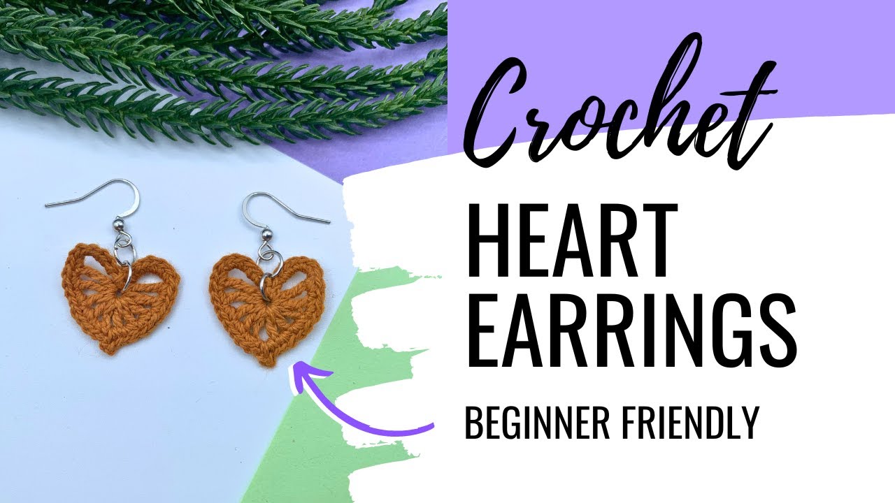 Crochet Heart Earrings ❤ How to Crochet Earrings ☆ Easy & Beginner Friendly Tutorial