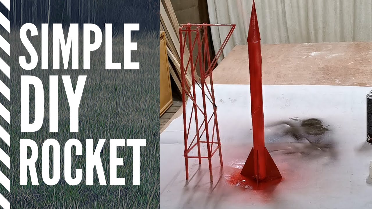 How to build a paper model rocket and cool launch pad tower, with hot glue and spraypaint