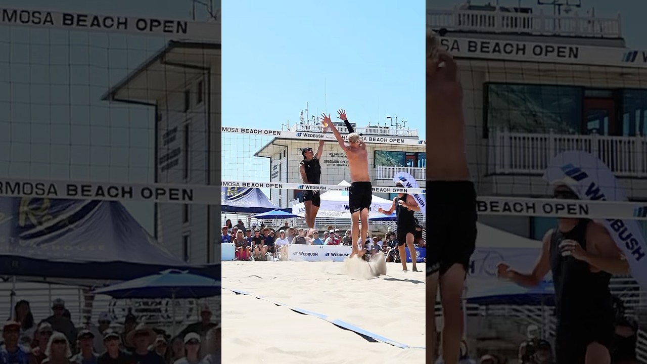 This rally and block though. Hermosa beach open!! #sportsnews #beachvolleyball #volleyball #podcast