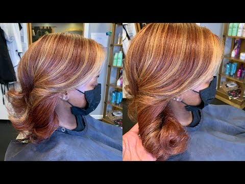 Red copper hair with blonde highlights| /Natural Hair