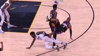 Chris Paul on the ground injured and Patrick Beverley is mocking him and laughing 🤦‍♂️