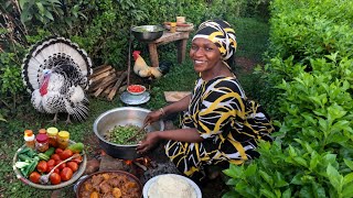 My Real Life Routine in a Day//Village Life Cooking Delicious Okra With Beef Stew for  Family 