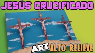 Dibujo Impactante De Jesús Crucificado En Alto Relieve Las Tres Cruces
