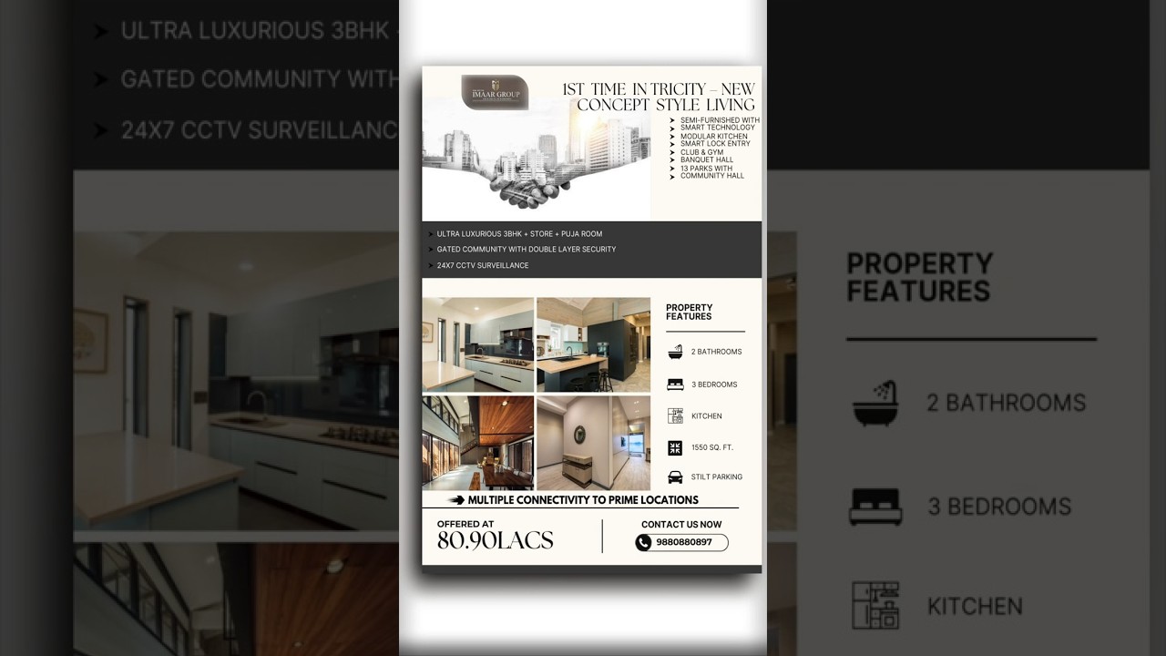 ✨ 1st Time in Tricity | Ultra Luxurious 3BHK+Store+Puja Room | Smart Homes @ 80.90 Lacs ✨ 