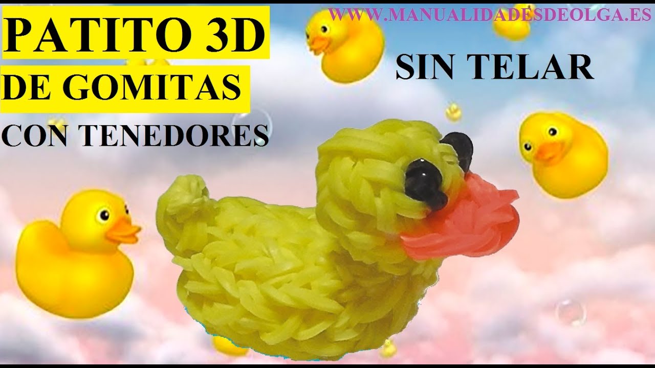 COMO HACER UN PATITO 3D DE GOMITAS SIN TELAR, TUTORIAL CON TENEDORES