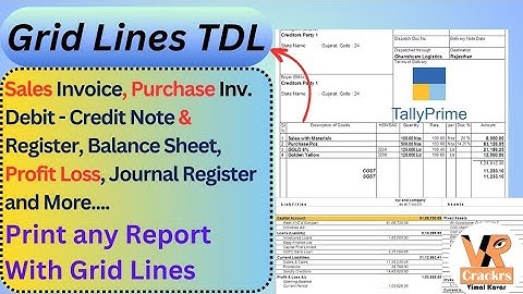 Grid Lines TDL in Tally Prime for Invoice and Report Print