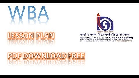 Wba : lesson plan in bengali pdf download free l workshop based activity for nios deled