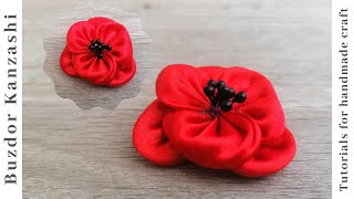 DIY Kanzashi Pipacs / Kanzashi Poppy / Ribbon Poppy Tutorial/ Szatén Szalagból Pipacs Készítése DIY Kanzashi Pipacs / Kanzashi Poppy / Ribbon Poppy Tutorial/ Szatén Szalagból Pipacs Készítése