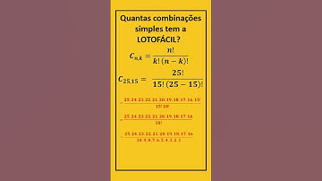 Lotofácil: Quantas combinações existem? #lotofacil #shots #shorts #matematica