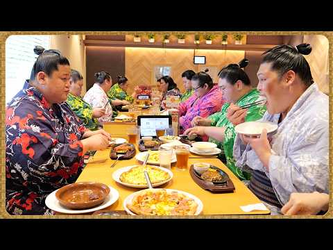 SUMO 136 Dishes Wrestlers Master Go All-Out at a Family Restaurant Dessert Included