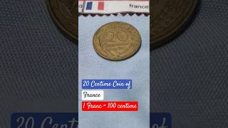 20 Centime Coin Of France. 1 Franc 100 Centime.