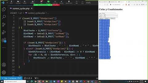 Uso de estructuras de control y ciclos en php
