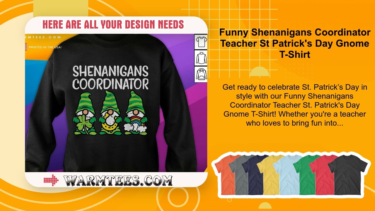 Funny Shenanigans Coordinator Teacher St Patrick's Day Gnome T-Shirt