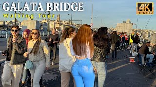 Istanbul Turkey City Center 4K Walking Tour Galata Bridge, Eminonu