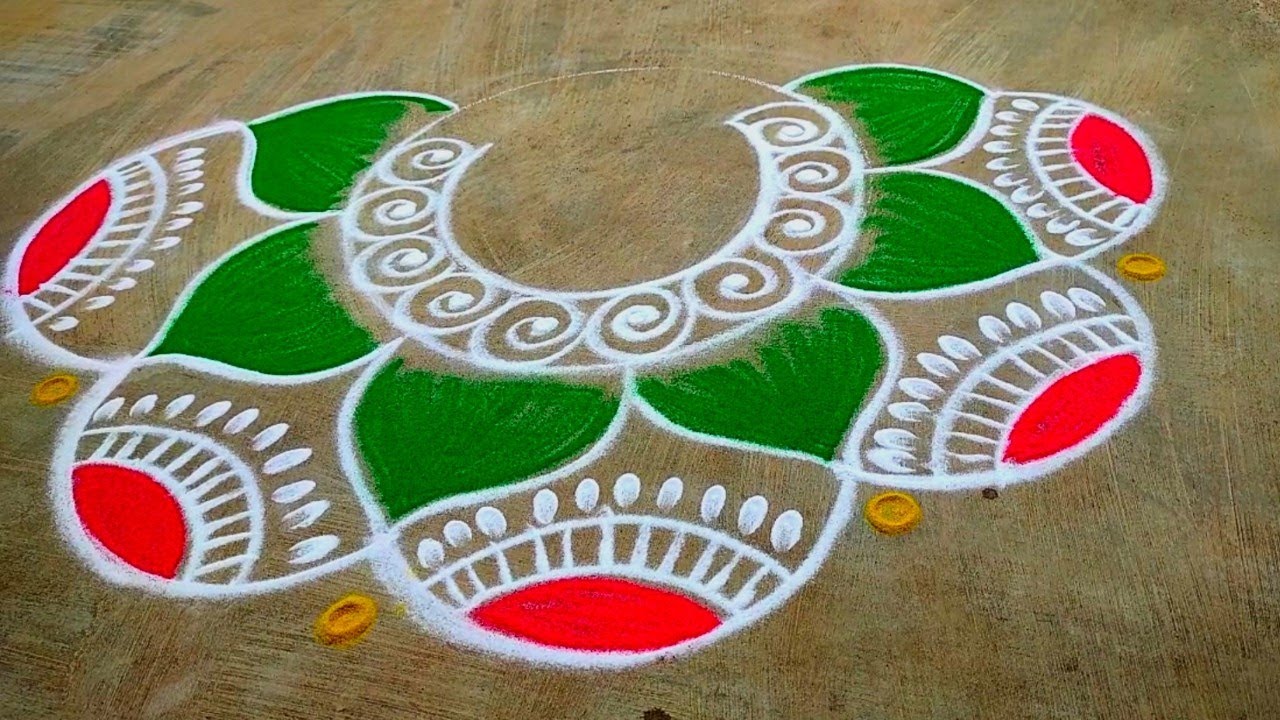 New year rangoli designs/Newyear special peacock muggulu/pongal ...