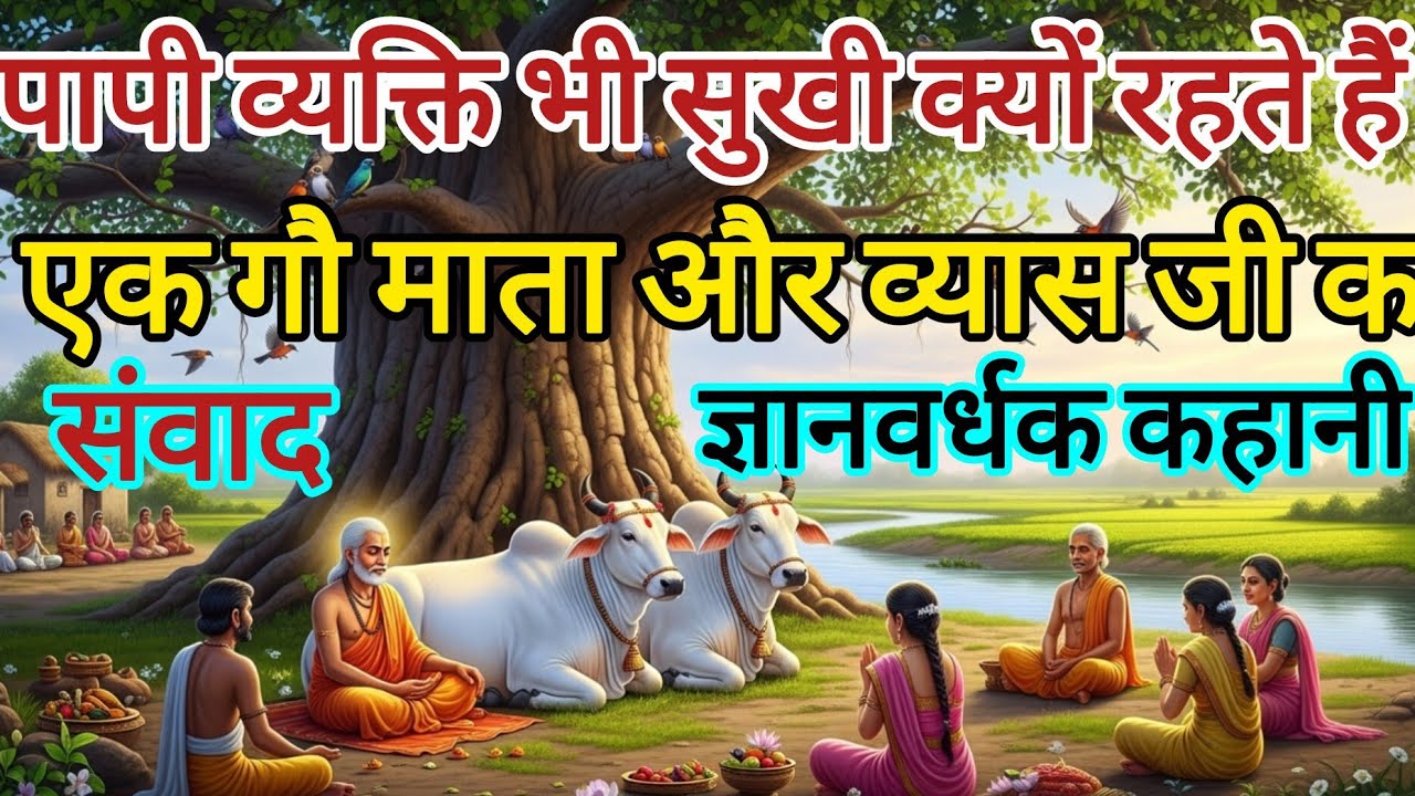 पापी व्यक्ति सुखी क्यों रहते हैं एक गौ माता और व्यास मुनि के संवाद। ज्ञानवर्धक कहानी।