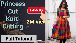 Simple Kurti Cutting And Stitching | Princess Cut Kurti Cutting And Stitching | part 1 | In Hindi