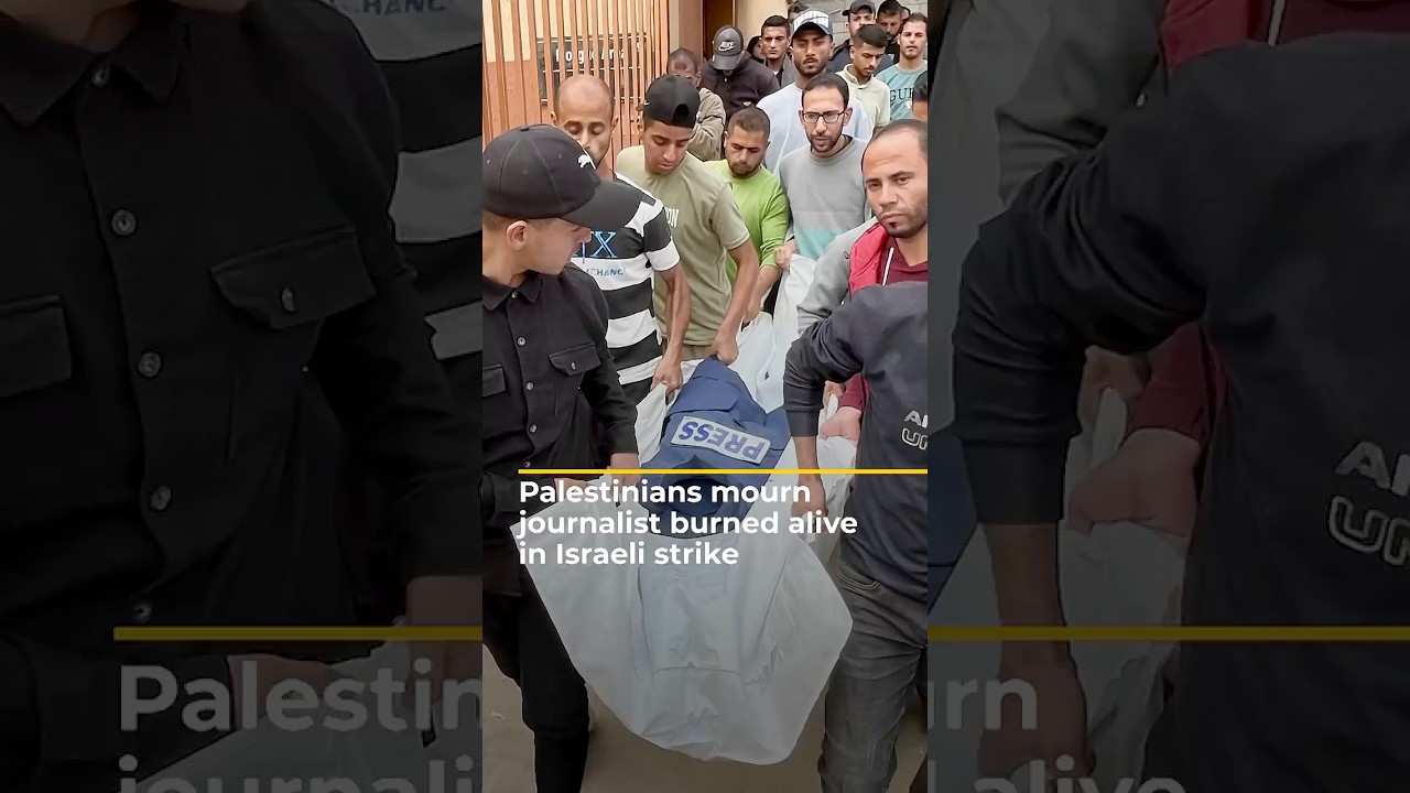 الفلسطينيون ينعون صحفياً أُحرق حياً في غارة إسرائيلية على خيمة في غزة | AJ #shorts