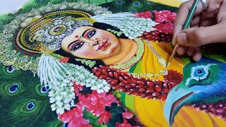 🌺 Devi Acrylic Painting On Canvas | How to use grid method for drawing | Acrylic Painting Tutorial