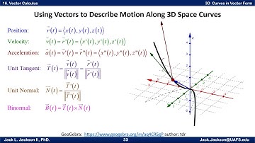 Calculus 16.4 Vector Motion Along a 3D Space Curve