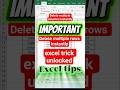 Delete multiple rows | excel | excel tips #shortsfeed #shorts